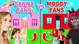 SANNA Vs MOODY FANS House Build Challenge In Adopt Me! (Roblox)