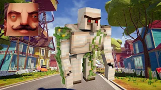 Hello Neighbor - My New Neighbor Big MINECRAFT IRON GOLEM Act 1 Gameplay Walkthrough