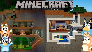 Minecraft Bluey NOOB vs PRO : MODERN SECRET BASE BUILD CHALLENGE