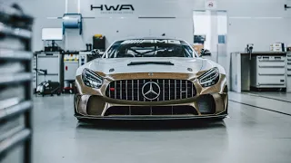 Mercedes-AMG GT4 race cars with Bcomp natural fibre composite bumpers