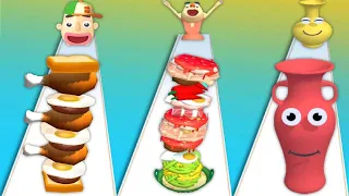 SANDWICH RUNNER vs NOODLE RUN vs JUICE RUN - Triple Gameplay All Levels 2023