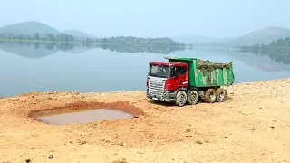 Mini Truck And Bruder Tractor Heavy Loaded Mud Jump in Pit | CS kids Toy