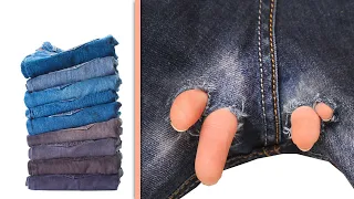 A sewing trick how to fix a hole on jeans between legs discretely and easily!