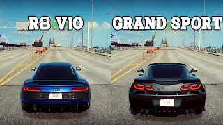 NFS Heat: Audi R8 V10 Performance vs Chevrolet Corvette Grand Sport - Drag Race