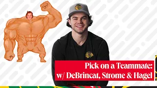 Pick on a Teammate with Alex DeBrincat, Dylan Strome & Brandon Hagel | Chicago Blackhawks