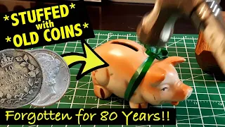 Breaking the Bank! Busting into an Antique Piggy Bank *STUFFED* with Old Coins. Forgotten for 80yrs!