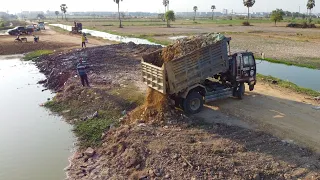 END Construction Road widening10MX100M By Small Dump Truck Delivery Soil And Dozer Push the ground