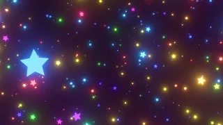 Flying in Field of Tiny Rotating Rainbow Star Shapes Neon Glow Lights 4K Moving Wallpaper Background