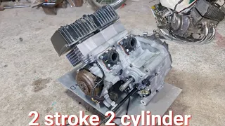 I built a 2 stroke engine, turning 1 cylinder into 2 cylinders 2 stroke