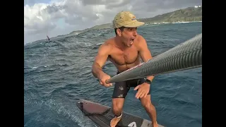 20 Mile BIG! Downwind foil Run North Shore Hawaii