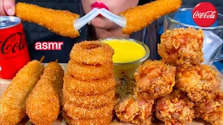 ASMR FRIED CHICKEN, ONION RINGS, CHEESY CORN DOGS 먹방 MUKBANG MASSIVE Eating sounds