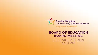 Board of Education Meeting - December 13, 2021