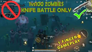 Killing 100 Zombies🧟‍♂️ with Combat Knife🔪 | Survive Till Dawn Mode | 1 Finger Gameplay | BGMI/PUBG