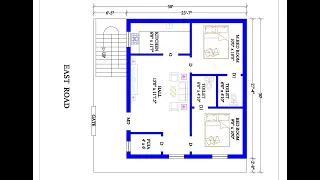East facing house plan 24 x 28 with detailed explanation in telugu