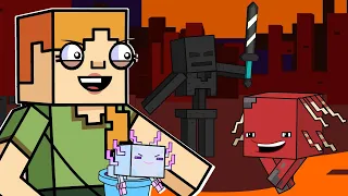 ALEX, AXOLOTL, AND THE NETHER! | Minecraft Animation (Block Squad)