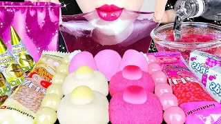 ASMR PINK WHITE DESSERTS *CLEAR JELLY, MILK TTEOK CHOCOLATE CONE, NERDS CANDY EATING SOUNDS 디저트 먹방