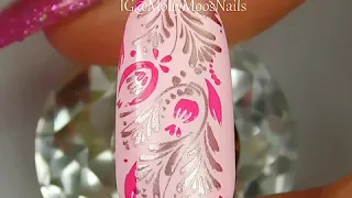CjS Floral Stamping Nail Art over Gel Polish | Clear Jelly Stamper | Molly Moo's Nails #Shorts