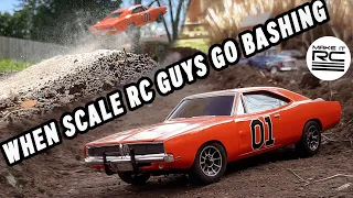 Realistic RC Jumps in 1/24 Scale Dukes of Hazzard Recreation 🏁 69 Charger VS. The Backyard Attempt 1