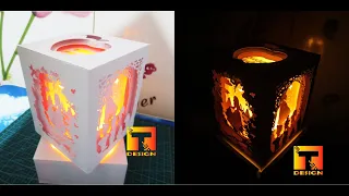 How to make a 5 sided paper cut light box: Snow White (5001) Paper lanterns -  Tdesign