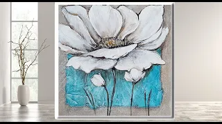 STEP by STEP Easy Abstract Flower Painting for Beginners/ Texture techniques/ MariArtHome