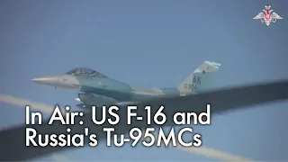 Two Russian strategic bombers fly over Bering Sea off US state of Alaska; US F-16 following