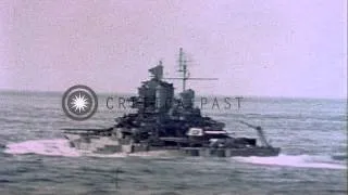 USS Ommaney Bay burning off shore Luzon, Philippines, with other US Navy ships an...HD Stock Footage