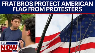 Gaza protests: Fraternity brothers protect American flag from protesters | LiveNOW from FOX