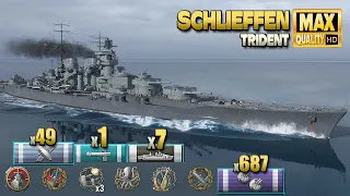 Battleship Schlieffen: MVP on map Shards - World of Warships