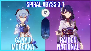 【GI】Spiral Abyss 3.1 Floor 12 - Morgana & Raiden National Full Star Clear Gameplay!