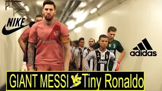 PES 2019 | GIANT Barcelona vs TINY Juventus | Full Match | (MESSI VS RONALDO) Gameplay PC