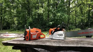 Biggest Stihl and Husqvarna chainsaws (Stihl MS881 & Husqvarna 3120xp "working versus") !!!