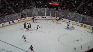Alex Belzile of the Montreal Canadiens scores vs. the Carolina Hurricanes 3/7/23