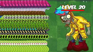 PvZ 2 Challenge - 200 Plants Level 1 Boosted Pea Vine Vs Raincoat Zombie level 20 - Who will win?