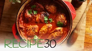 One pot Chicken Roman style with bell peppers, prosciutto and tomato