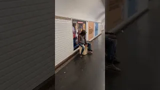 Paris metro drumming man