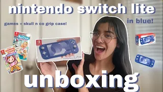 non gamer buys a nintendo switch💙 nintendo switch lite unboxing in blue