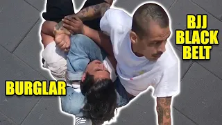 Unbelievable! BJJ Black Belt Stops Burglar with Triangle Choke