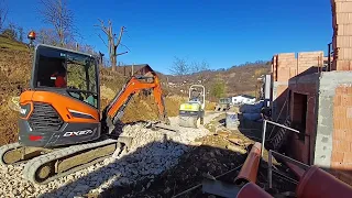 #work #team #miniexcavator #excavator #leveling #stone and #roller #compactor #amman #cilindro