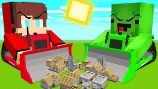 Why JJ and Mikey BECOME BULLDOZER and ATTACK The Village in Minecraft ?!