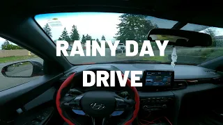 Driving Veloster N on a rainy day
