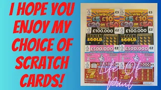 £20 of scratch cards. A mix of £5, £2 and £1 scratch cards from the Lottery, looking for a win!