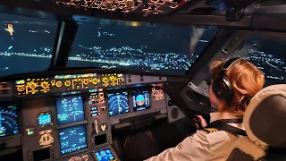 Beautiful FEMALE PILOT Takeoff Airbus A320 | Cockpit View