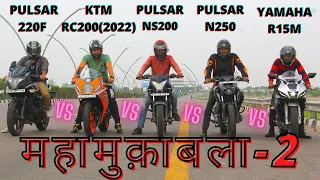 Pulsar N250 vs Pulsar220F vs Pulsar NS200 vs KTM RC200(2022) vs Yamaha R15M