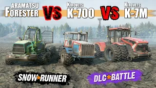 SnowRunner Tractors DLC Battle | Kirovets K-700 vs K-7M vs Aramatsu Forester