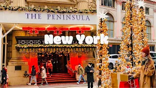 [4K]🇺🇸NYC Christmas 2021🎄Festive 5th Ave, Peninsula Hotel, Rockefeller Christmas Tree | Dec 2021