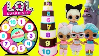 LOL Surprise Dolls GIANT Cake Toy Surprises Spinning Wheel Game