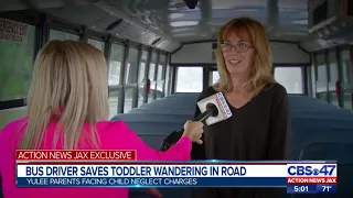 Bus driver saves toddler wandering in the road