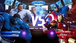 Haggar & Hulk vs Captain America & Iron Man (Hardest AI ) Marvel vs Capcom:Infinite