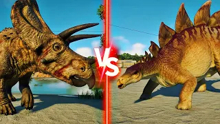 Stegosaure VS Torosaurus 🦖 Dinosaurs Battle Animation - Jurassic World Evolution 2