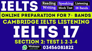 Cambridge IELTS Book 17 SECTION 2 Listening Test 1 to 4 with Answer key